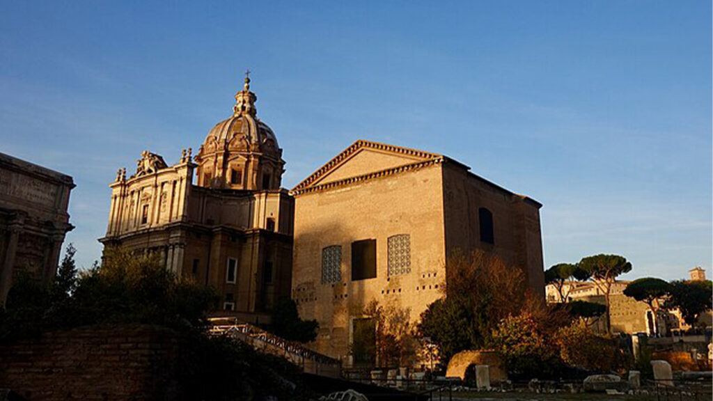 Exterior of the Curia Julia senate house in the Roman Forum