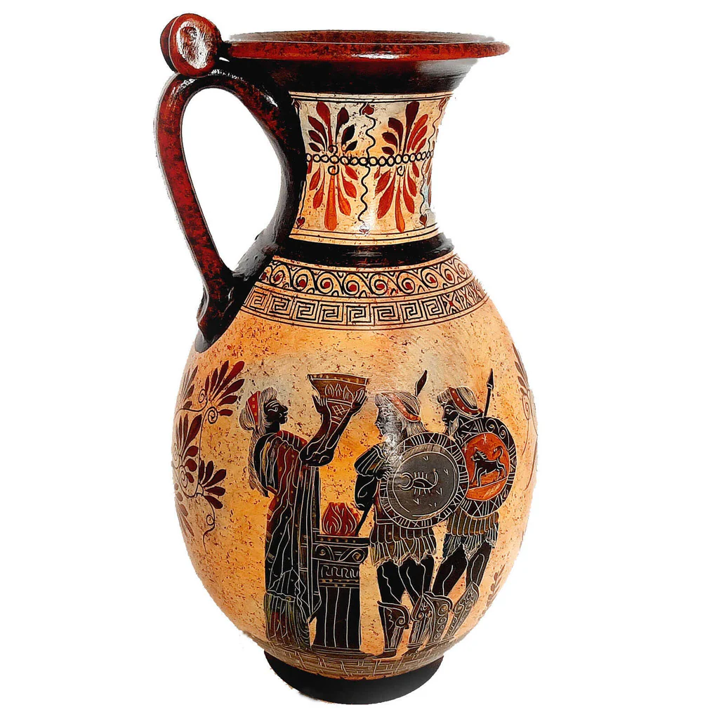 Attic red‑figure vase painting of a seated priestess over a tripod