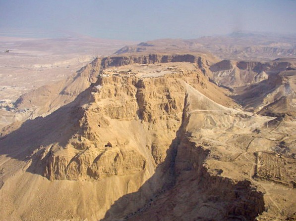 Masada’s ramp and Roman works viewed from the north