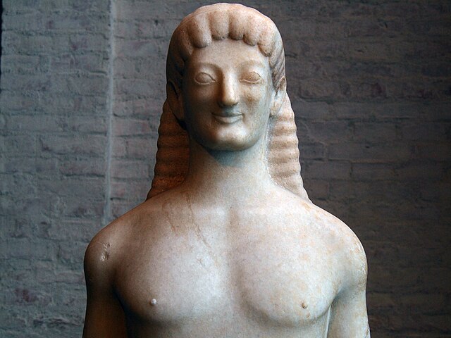 The Kouros of Tenea, an archaic marble statue from around 560 BC.