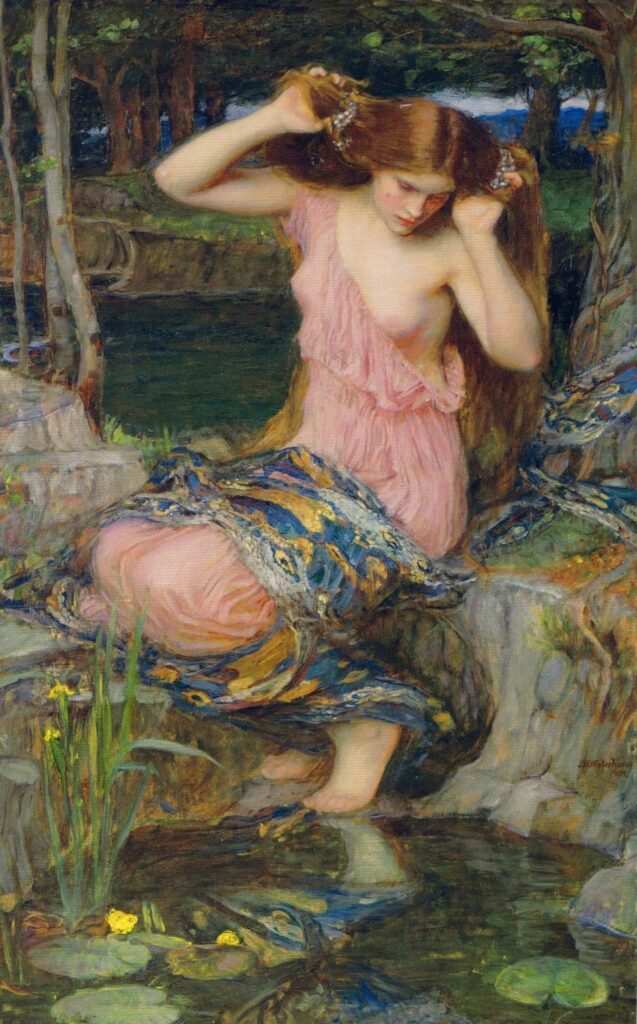 Lamia depicted in a 19th-century painting by Waterhouse.