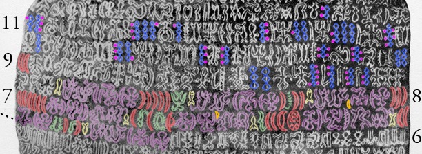 Highlighted sequence on the Mamari tablet interpreted as a lunar calendar