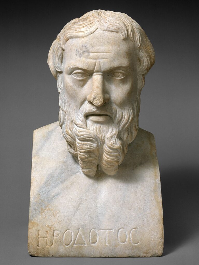 Herodotus bust used in discussions of presentism and historiography.
