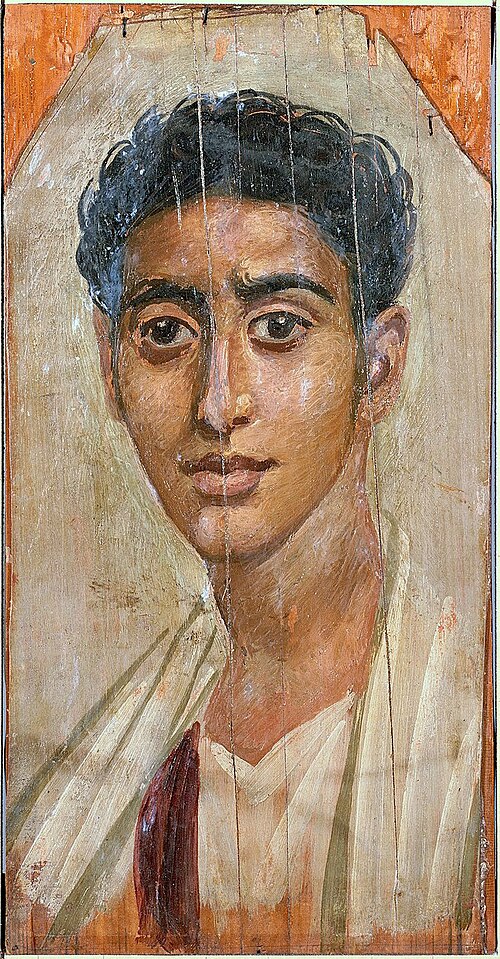 Walters Art Museum tempera/encaustic mummy portrait of a bearded man.