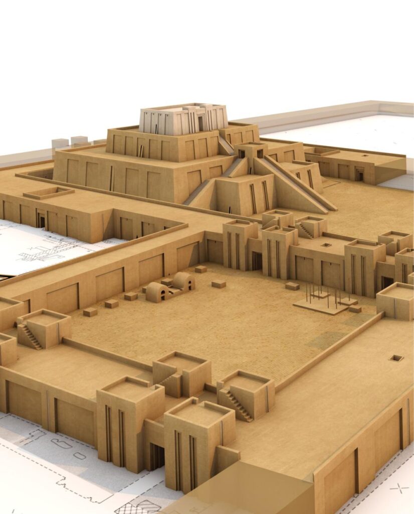 Reconstruction drawing of Uruk’s city walls and gate