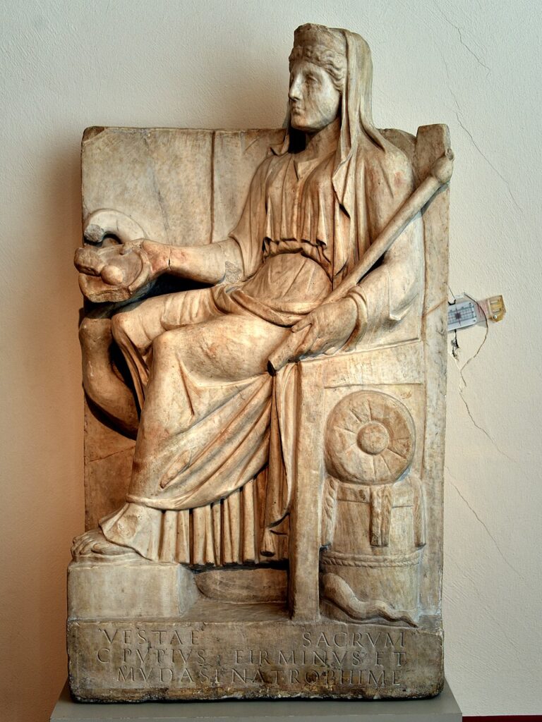 Marble statue of Vesta, Roman goddess of the hearth