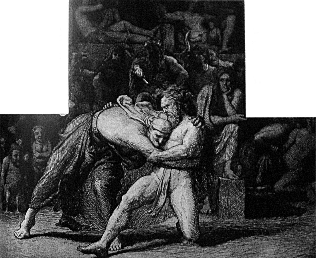 Thor wrestling Elli, the personification of old age