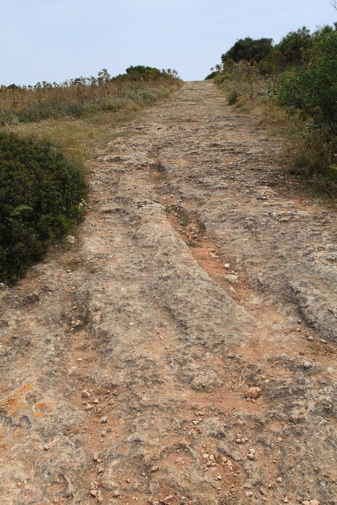Rock-cut grooves on the Punico-Roman road at Xemxija